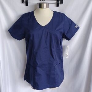 Butter Soft Stretch Navy Blue scrub top SZ M, 22" PTP, 27" L
